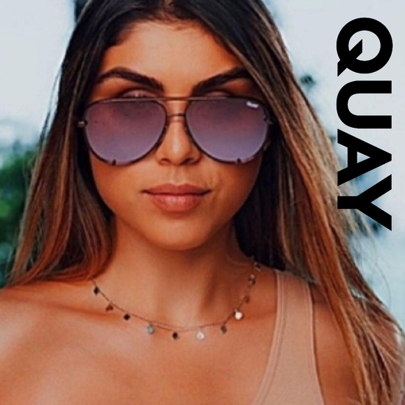 Quay - High Mini - Bronze Frame/Brown Pink Lense Aviator Sunglasses - Rare - Picture 10 of 10